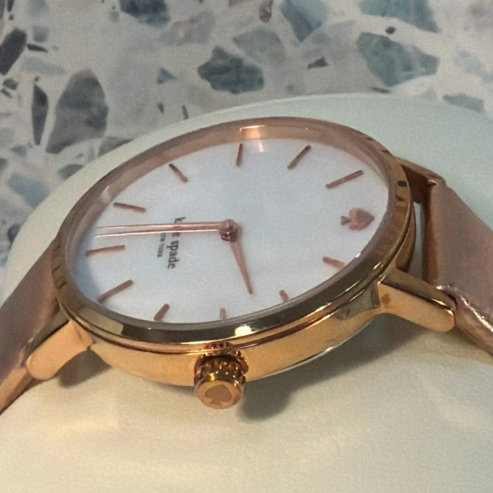Kate Spade New York Rose Gold Leather Watch Spade Dial Minimalist - Picture 4 of 5